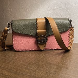 Bubblegum, Green and Tan Coach Bag. Embellished with Gunmetal. Cowgirl Up!
